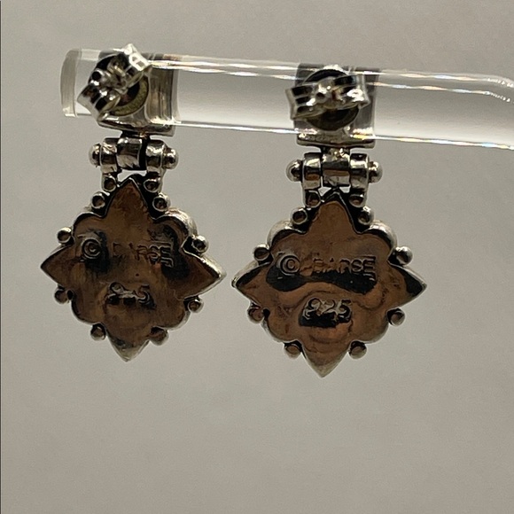 Barse Turquoise Coral 925 Sterling Silver Southwestern Stud Earrings - Picture 3 of 3